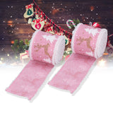 2 Rolls Christmas Ribbon 5m Wired Edge Ribbon DIY Gift Wrapping Craft Ribbon for Home Festival Decoration