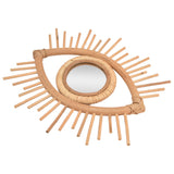 Nordic Makeup Mirror Rattan Woven Eye Shape Wall Hanging Mirror for Home Hotel Bathroom Decoration - Front View