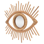 Nordic Makeup Mirror Rattan Woven Eye Shape Wall Hanging Mirror for Home Hotel Bathroom Decoration