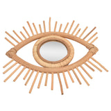 Nordic Makeup Mirror Rattan Woven Eye Shape Wall Hanging Mirror for Home Hotel Bathroom Decoration
