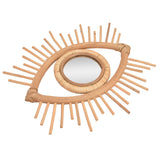 Nordic Makeup Mirror Rattan Woven Eye Shape Wall Hanging Mirror for Home Hotel Bathroom Decoration