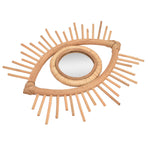 Nordic Makeup Mirror Rattan Woven Eye Shape Wall Hanging Mirror for Home Hotel Bathroom Decoration