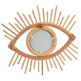 Nordic Makeup Mirror Rattan Woven Eye Shape Wall Hanging Mirror for Home Hotel Bathroom Decoration