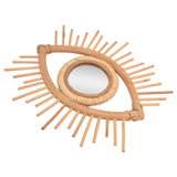 Nordic Makeup Mirror Rattan Woven Eye Shape Wall Hanging Mirror for Home Hotel Bathroom Decoration