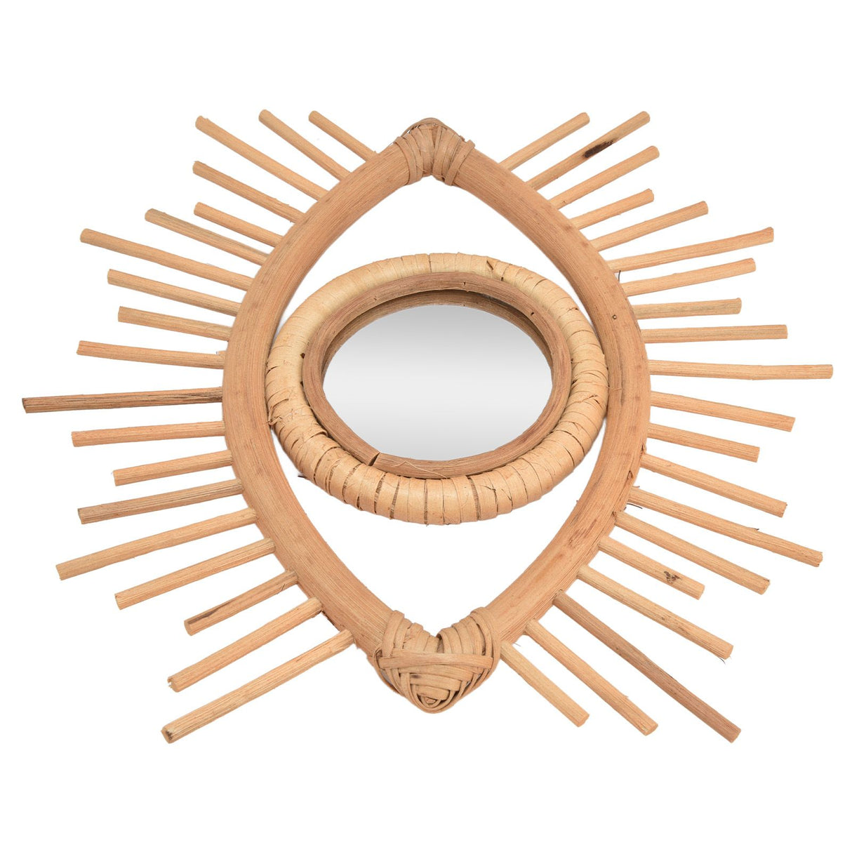 Nordic Makeup Mirror Rattan Woven Eye Shape Wall Hanging Mirror for Home Hotel Bathroom Decoration