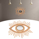 Nordic Makeup Mirror Rattan Woven Eye Shape Wall Hanging Mirror for Home Hotel Bathroom Decoration