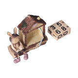 Rabbit House Calendar Cute Cartoon Wooden Block Home Decoration Calendar for Desk Office - Side View