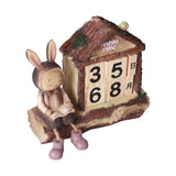 Rabbit House Calendar Cute Cartoon Wooden Block Home Decoration Calendar for Desk Office - Rear View