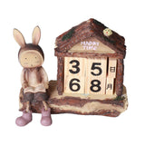 Rabbit House Calendar Cute Cartoon Wooden Block Home Decoration Calendar for Desk Office