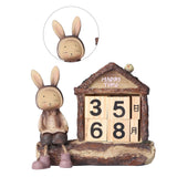Rabbit House Calendar Cute Cartoon Wooden Block Home Decoration Calendar for Desk Office
