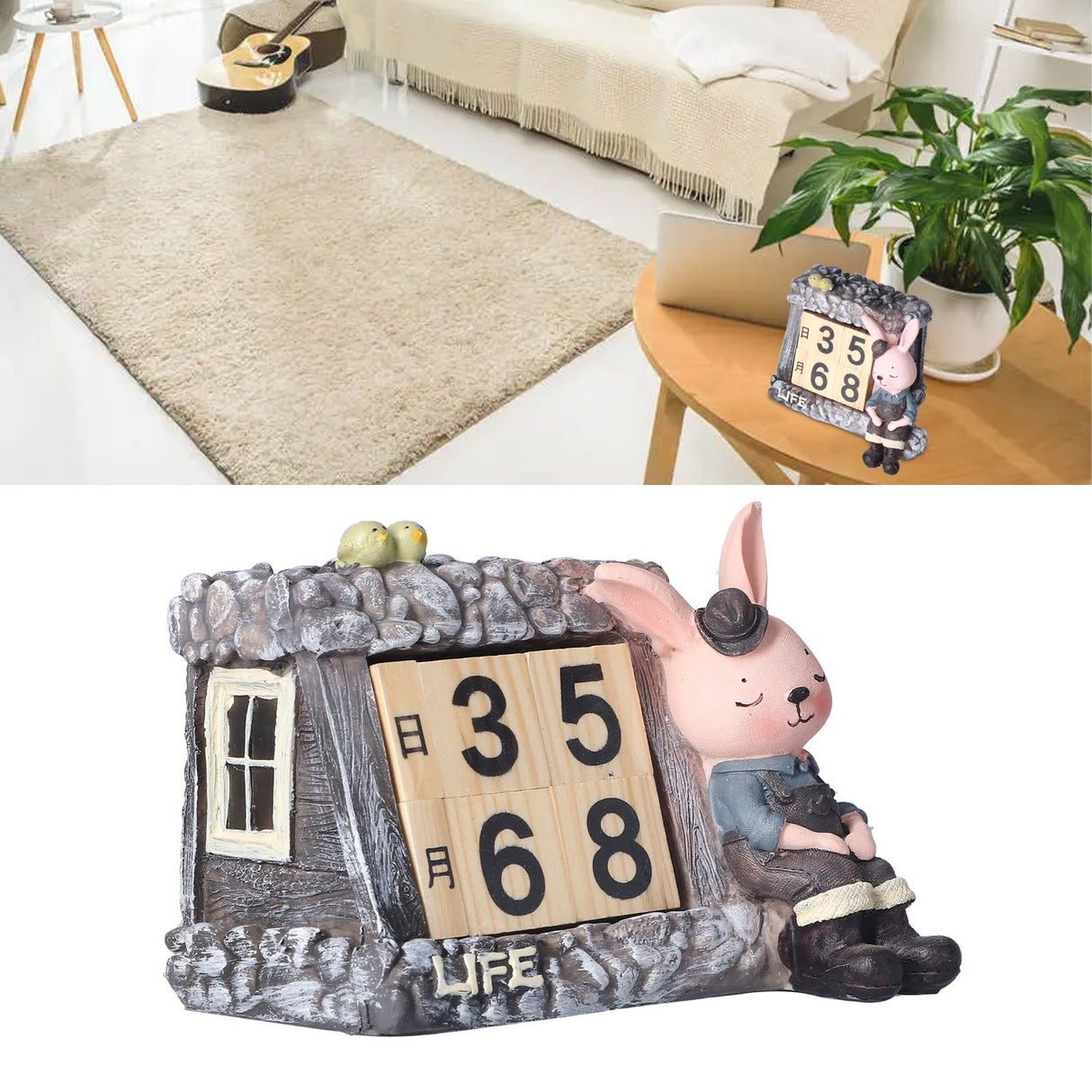 Innovative Rabbits Cabin Calendar Decorative TV Cabinet Decoration for Wedding Home Desktop
