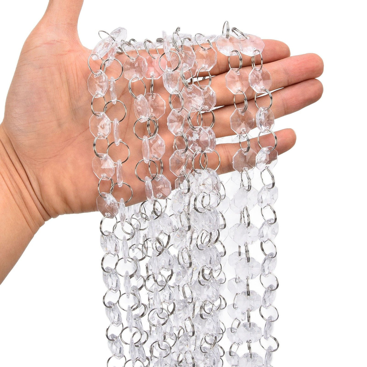 14mm Octagonal Bead String Acrylic Crystal Pearl Chains for Birthday Wedding PartyTransparent 10 Strips