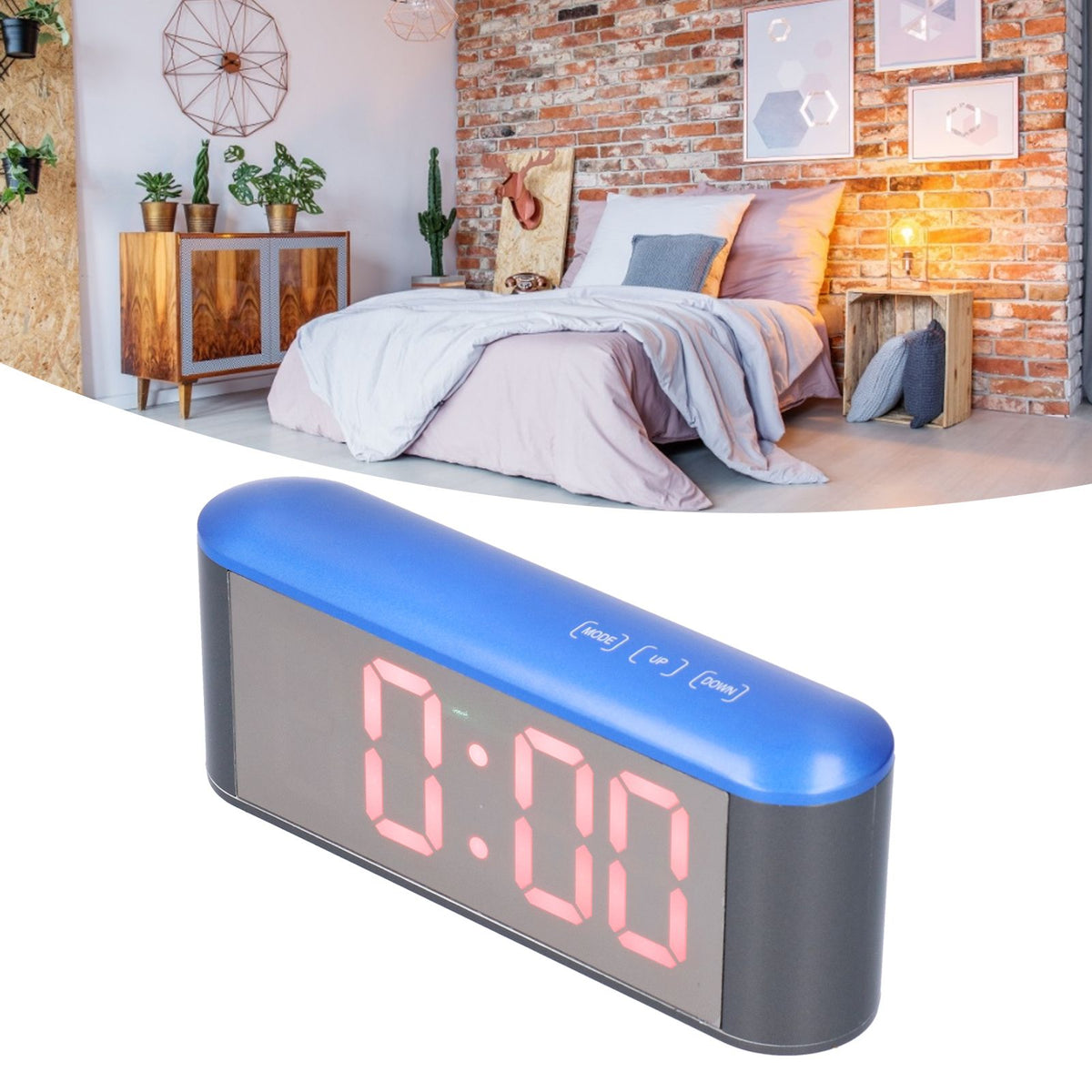 Digital Alarm Clock Stylish Exquisite LED Large Display Electronic Household Desktop ClockRed