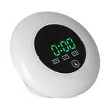 LED Digital Alarm Clock Mirror Clock Thermometer Clock 7 Color Electronic Clock for Bedroom OfficeGreen Word - Top-Down View