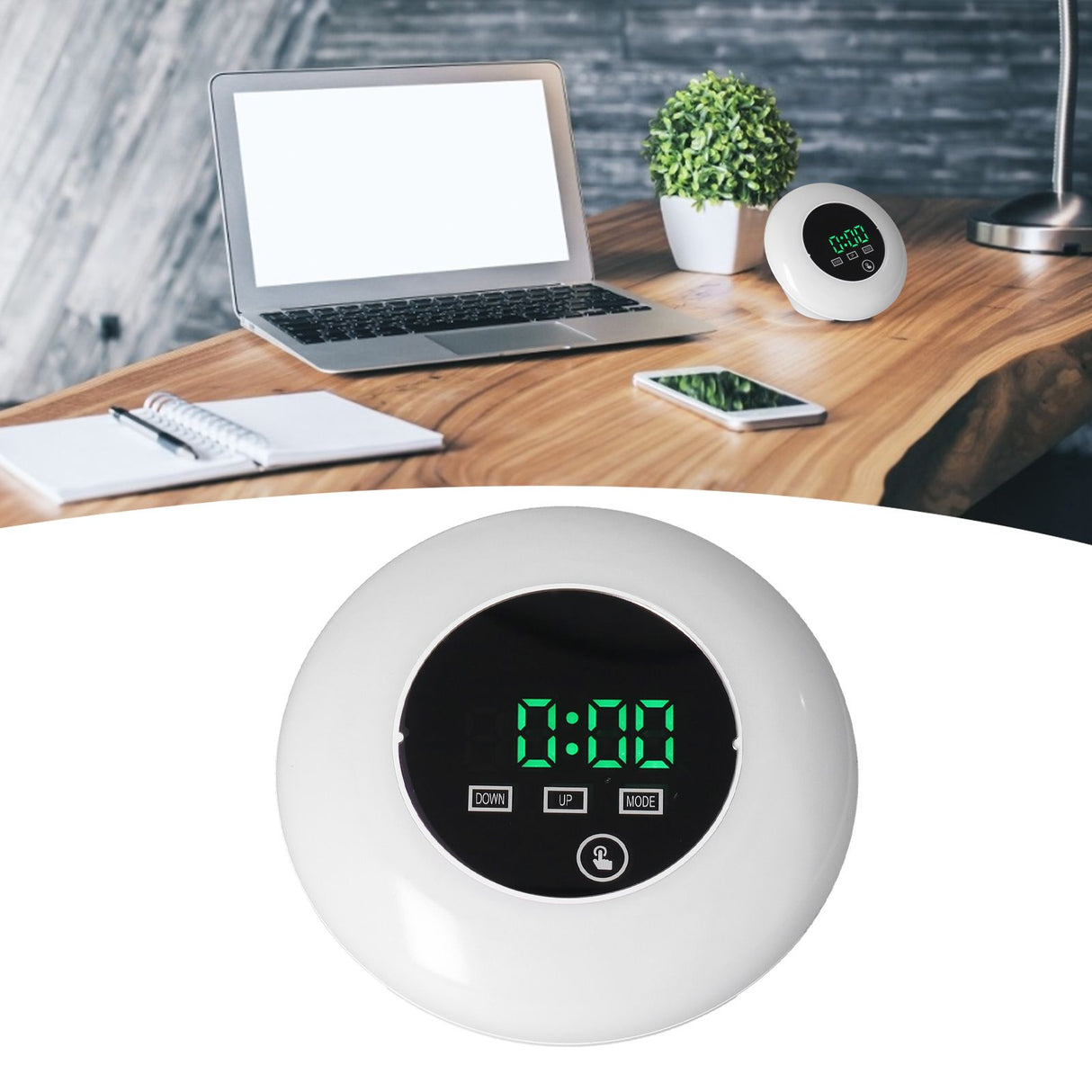 LED Digital Alarm Clock Mirror Clock Thermometer Clock 7 Color Electronic Clock for Bedroom OfficeGreen Word