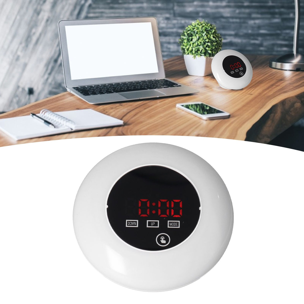 LED Digital Alarm Clock Mirror Clock Thermometer Clock 7 Color Electronic Clock for Bedroom OfficeRed Word