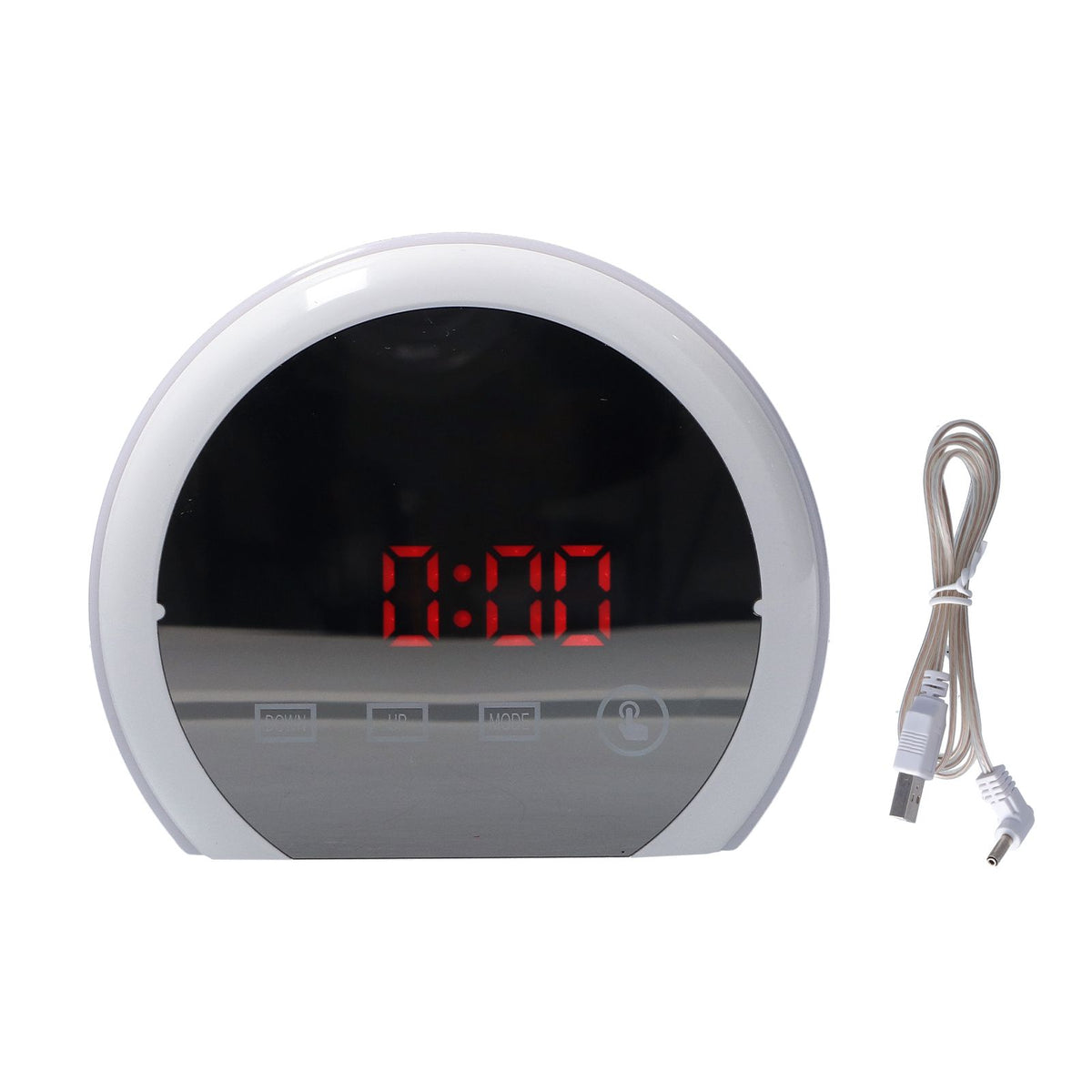 Digital LED Mirror Clock with 7 Color Lighting Snooze Alarm Clock Temperature Date Time DisplayRed Word