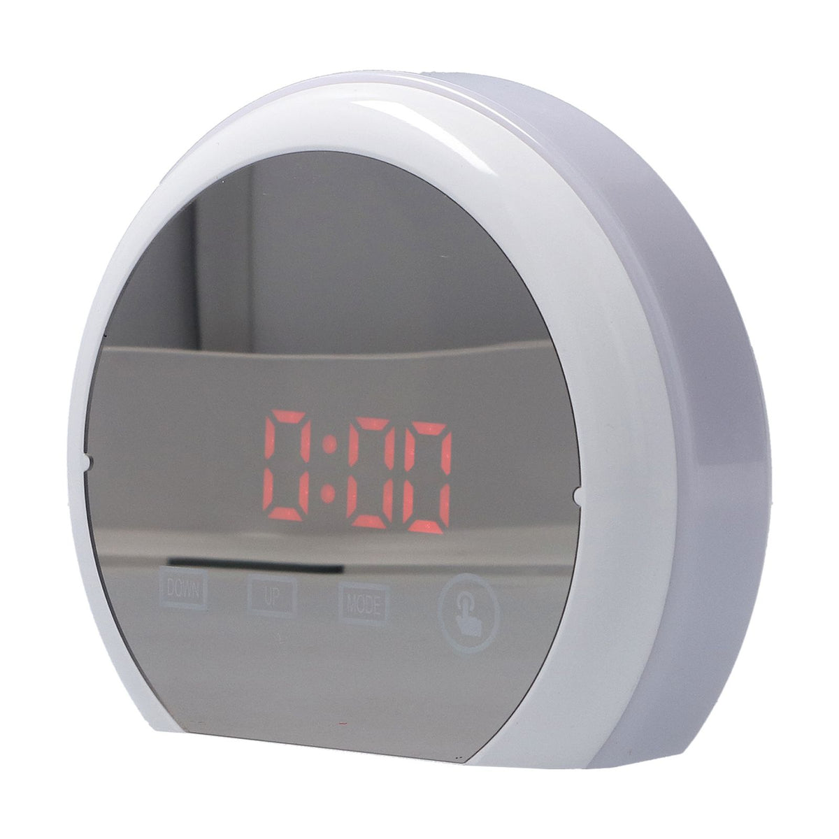Digital LED Mirror Clock with 7 Color Lighting Snooze Alarm Clock Temperature Date Time DisplayRed Word