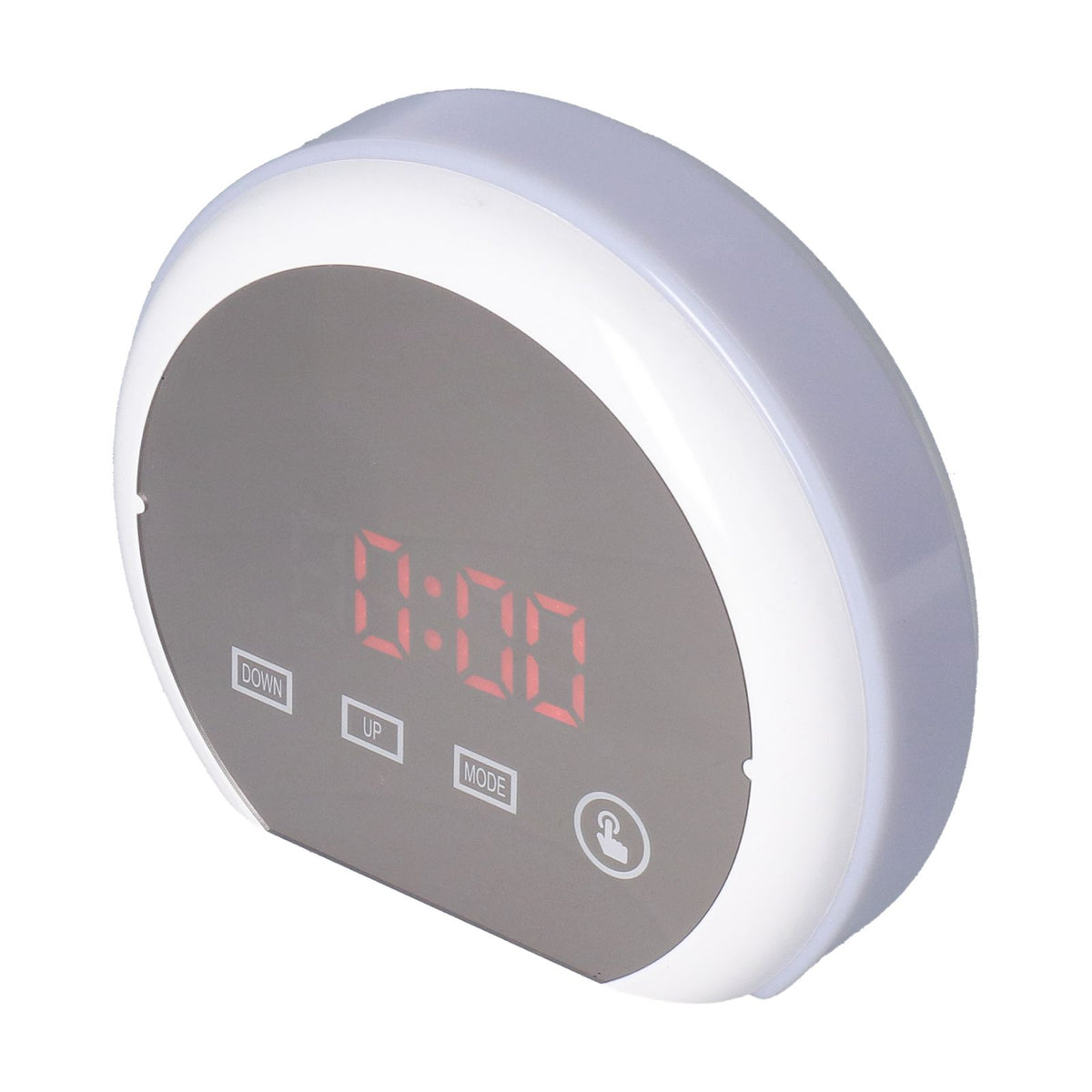 Digital LED Mirror Clock with 7 Color Lighting Snooze Alarm Clock Temperature Date Time DisplayRed Word