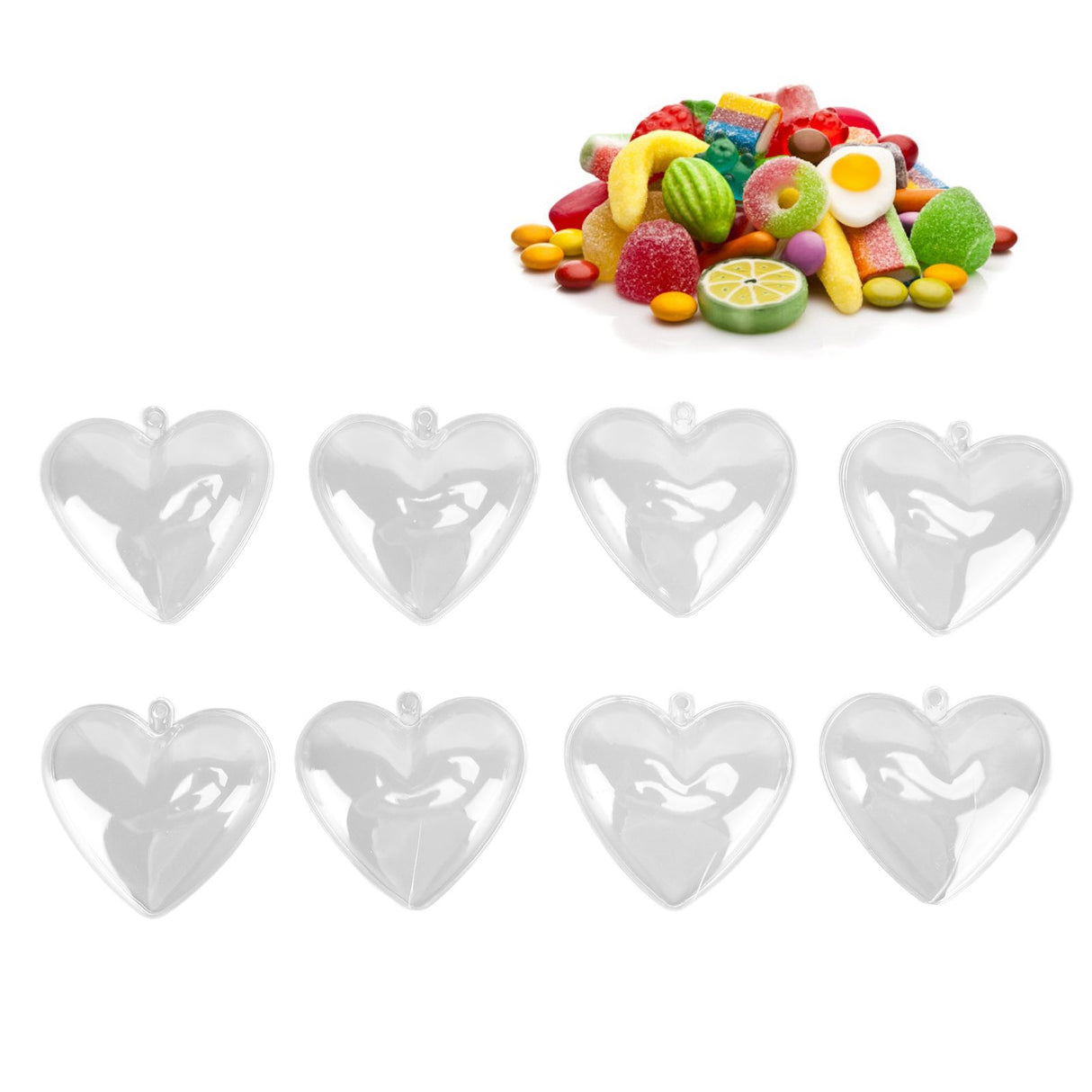 5Pcs Clear Fillable Ball Transparent Heart Shape Plastic Ornaments for DIY Crafts Christmas Tree BirthdayL