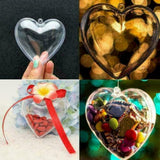 5Pcs Clear Fillable Ball Transparent Heart Shape Plastic Ornaments for DIY Crafts Christmas Tree BirthdayL