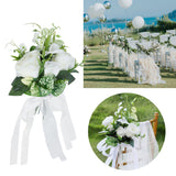 Wedding Aisle Chair Decorations Artificial Chair Flowers with Drapery for Party Photography Wedding - Extra Image