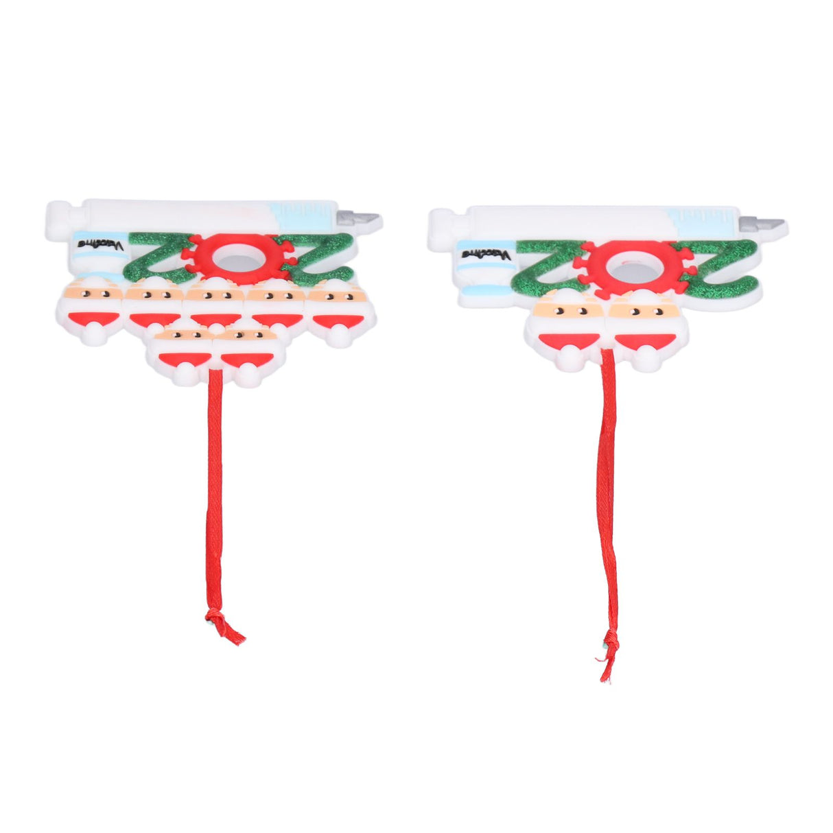 2pcs 2021 Vaccine Christmas Ornaments Hanging Personalized Christmas Tree Ornaments for Friends and FamilyFamily of Two+Seven