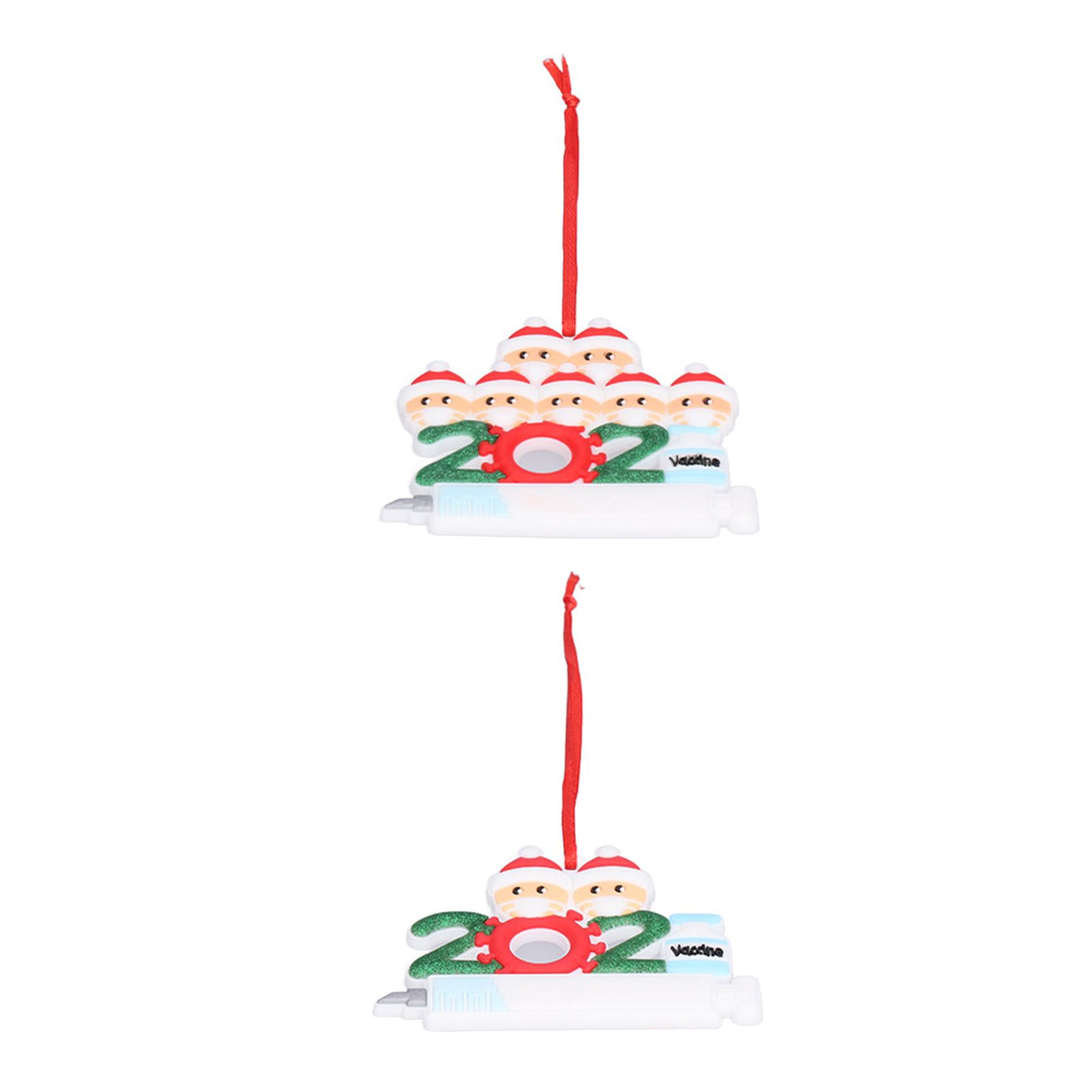 2pcs 2021 Vaccine Christmas Ornaments Hanging Personalized Christmas Tree Ornaments for Friends and FamilyFamily of Two+Seven