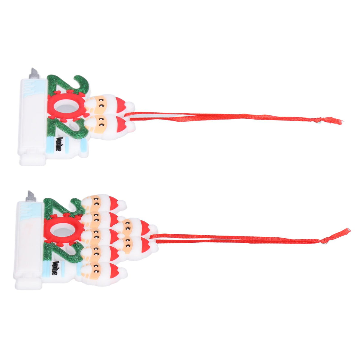 2pcs 2021 Vaccine Christmas Ornaments Hanging Personalized Christmas Tree Ornaments for Friends and FamilyFamily of Two+Seven
