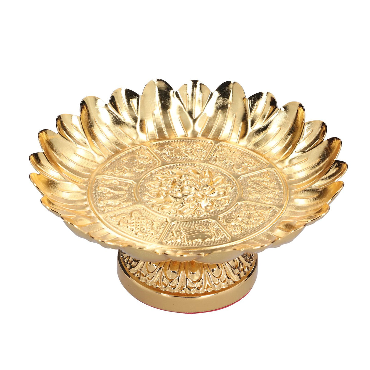 Fruit Tray Retro Style Flat Glossy Durable Alloy Decorative Plate for Temples Sacrifices Home Decoration