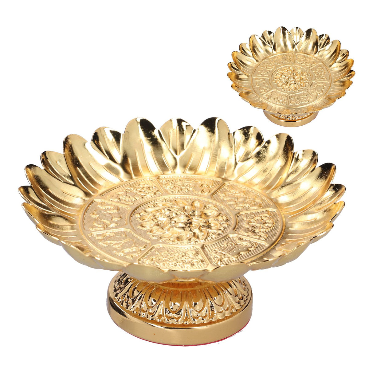 Fruit Tray Retro Style Flat Glossy Durable Alloy Decorative Plate for Temples Sacrifices Home Decoration
