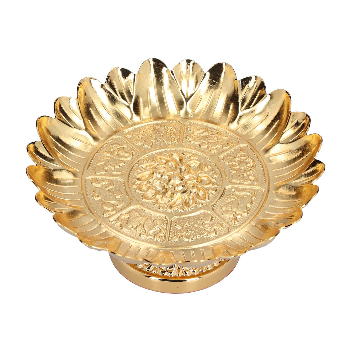 Fruit Tray Retro Style Flat Glossy Durable Alloy Decorative Plate for Temples Sacrifices Home Decoration