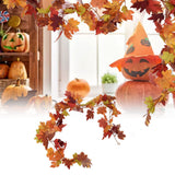 Decorative Artificial Maple Garland Fall Leaf Garland Decoration Thanksgiving Halloween Fake Maple VineTwo Leaf Maple Leaf 7 Leaf Loop - Extra Image