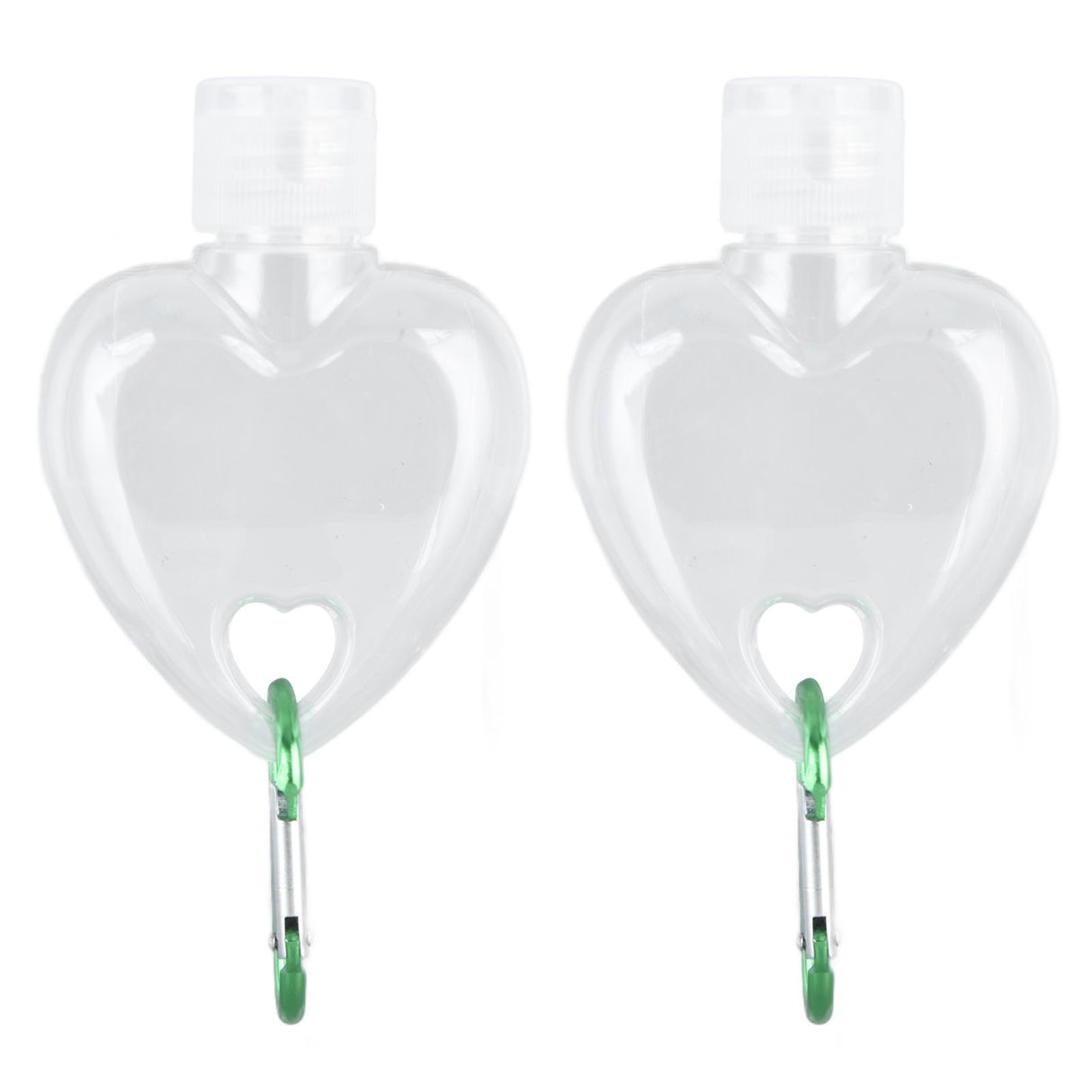 2Set 50ml Travel Bottle with Keychain Flip Cap Plastic Liquid Bottle Refillable Leakproof Transparent Squeeze ContainerHeart Shaped