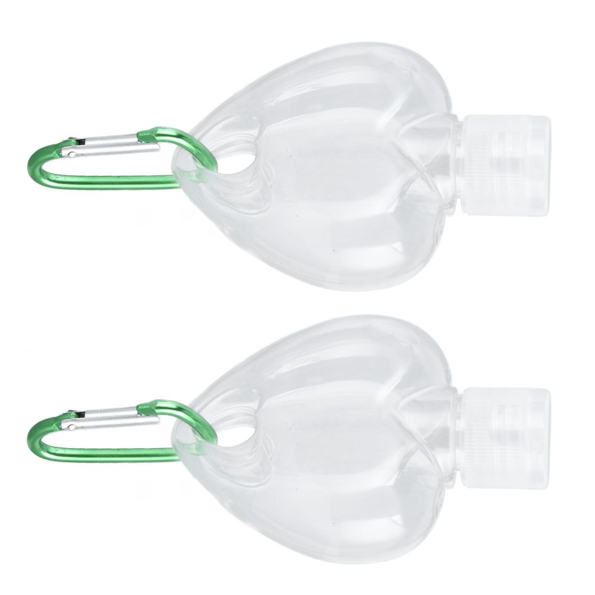 2Set 50ml Travel Bottle with Keychain Flip Cap Plastic Liquid Bottle Refillable Leakproof Transparent Squeeze ContainerHeart Shaped