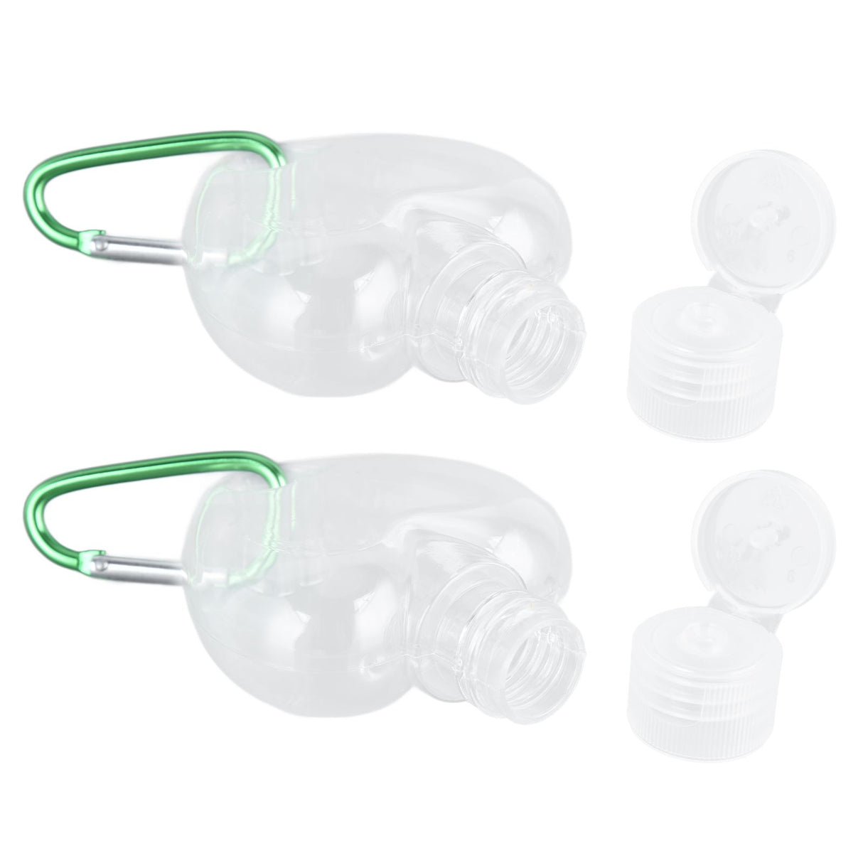 2Set 50ml Travel Bottle with Keychain Flip Cap Plastic Liquid Bottle Refillable Leakproof Transparent Squeeze ContainerHeart Shaped