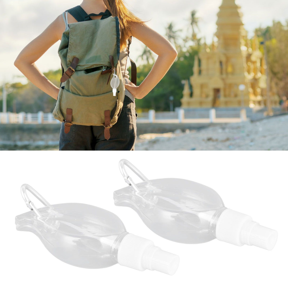 2 Pcs 50ml Travel Keychain Bottles Portable Plastic Clear Leakproof Refillable Empty Squeeze Container for Hand SoapMaple Leaf
