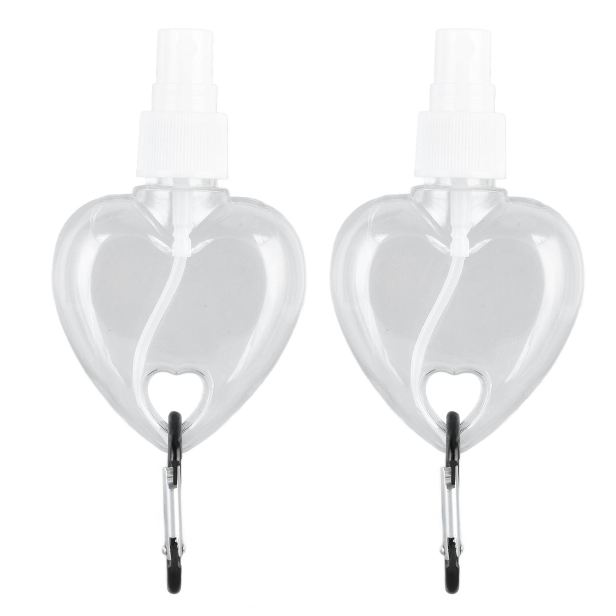 2 Pcs 50ml Travel Keychain Bottles Portable Plastic Clear Leakproof Refillable Empty Squeeze Container for Hand SoapHeart Shaped