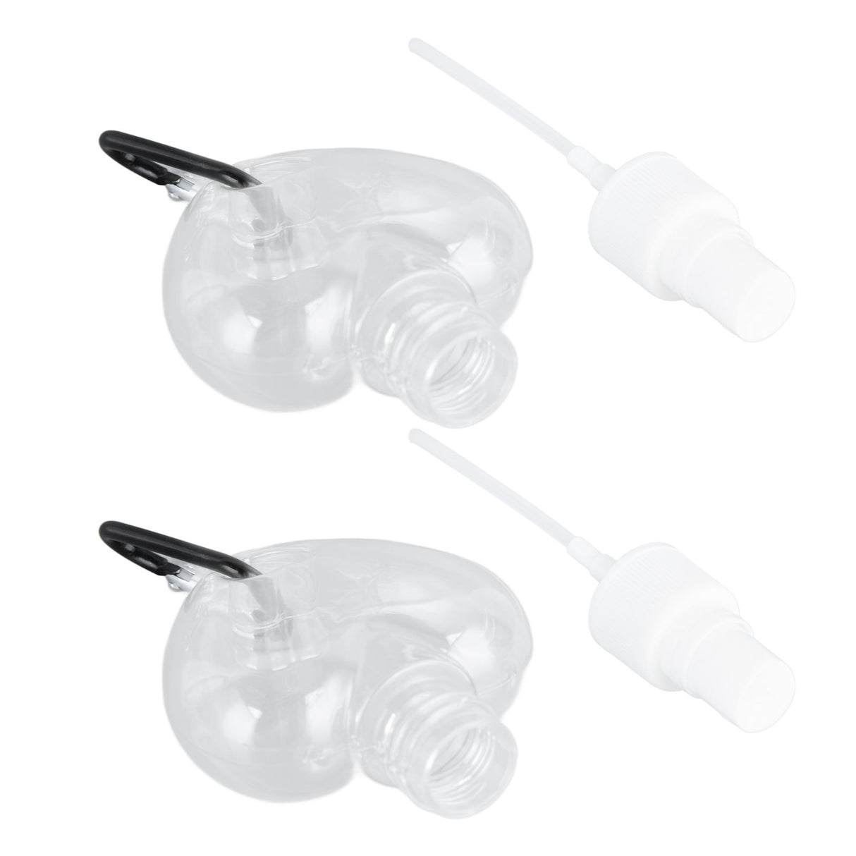 2 Pcs 50ml Travel Keychain Bottles Portable Plastic Clear Leakproof Refillable Empty Squeeze Container for Hand SoapHeart Shaped