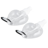 2 Pcs 50ml Travel Keychain Bottles Portable Plastic Clear Leakproof Refillable Empty Squeeze Container for Hand SoapHeart Shaped - Close-Up Angle