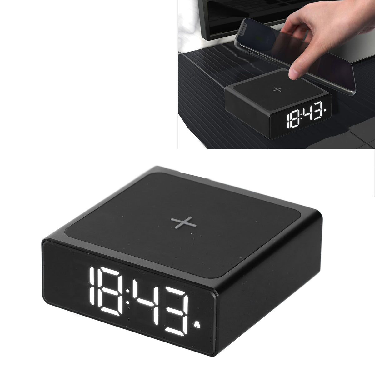 Digital Alarm Clock 3 In1 LED Desktop Digital Clock with Wireless Charging USB Power Supply for Bedroom Bedside Office