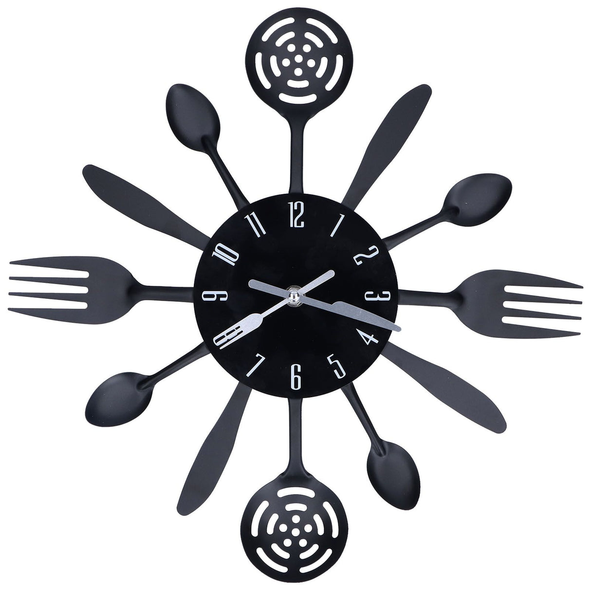 Black Kitchen Wall Clock Removable Modern Cutlery Kitchen Spoon Fork Wall Clock Home Decoration