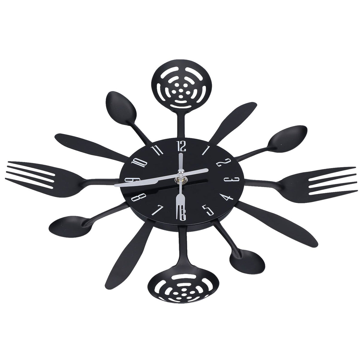 Black Kitchen Wall Clock Removable Modern Cutlery Kitchen Spoon Fork Wall Clock Home Decoration