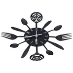 Black Kitchen Wall Clock Removable Modern Cutlery Kitchen Spoon Fork Wall Clock Home Decoration