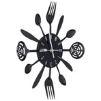 Black Kitchen Wall Clock Removable Modern Cutlery Kitchen Spoon Fork Wall Clock Home Decoration