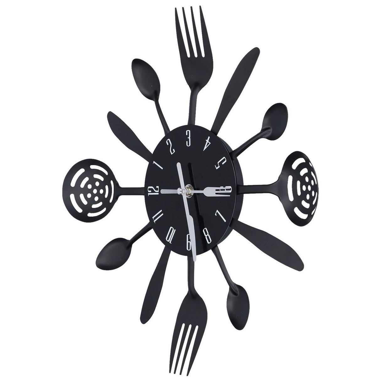 Black Kitchen Wall Clock Removable Modern Cutlery Kitchen Spoon Fork Wall Clock Home Decoration