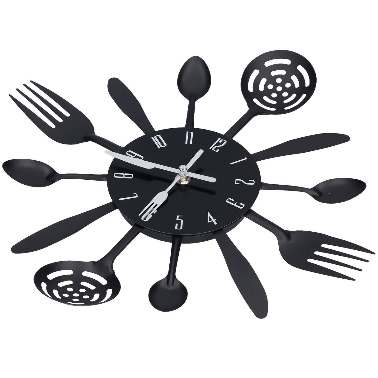 Black Kitchen Wall Clock Removable Modern Cutlery Kitchen Spoon Fork Wall Clock Home Decoration