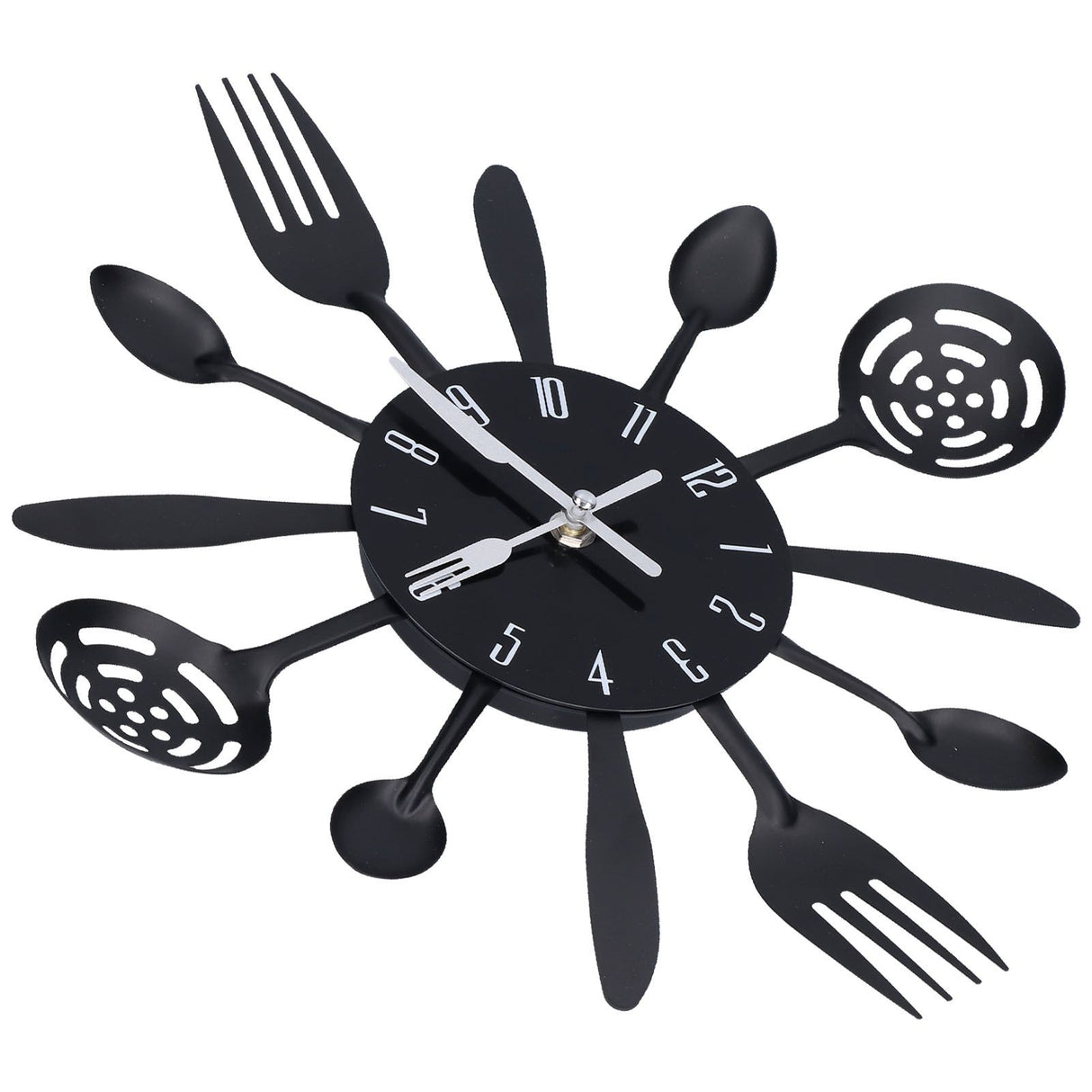Black Kitchen Wall Clock Removable Modern Cutlery Kitchen Spoon Fork Wall Clock Home Decoration