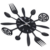 Black Kitchen Wall Clock Removable Modern Cutlery Kitchen Spoon Fork Wall Clock Home Decoration - Extra Image