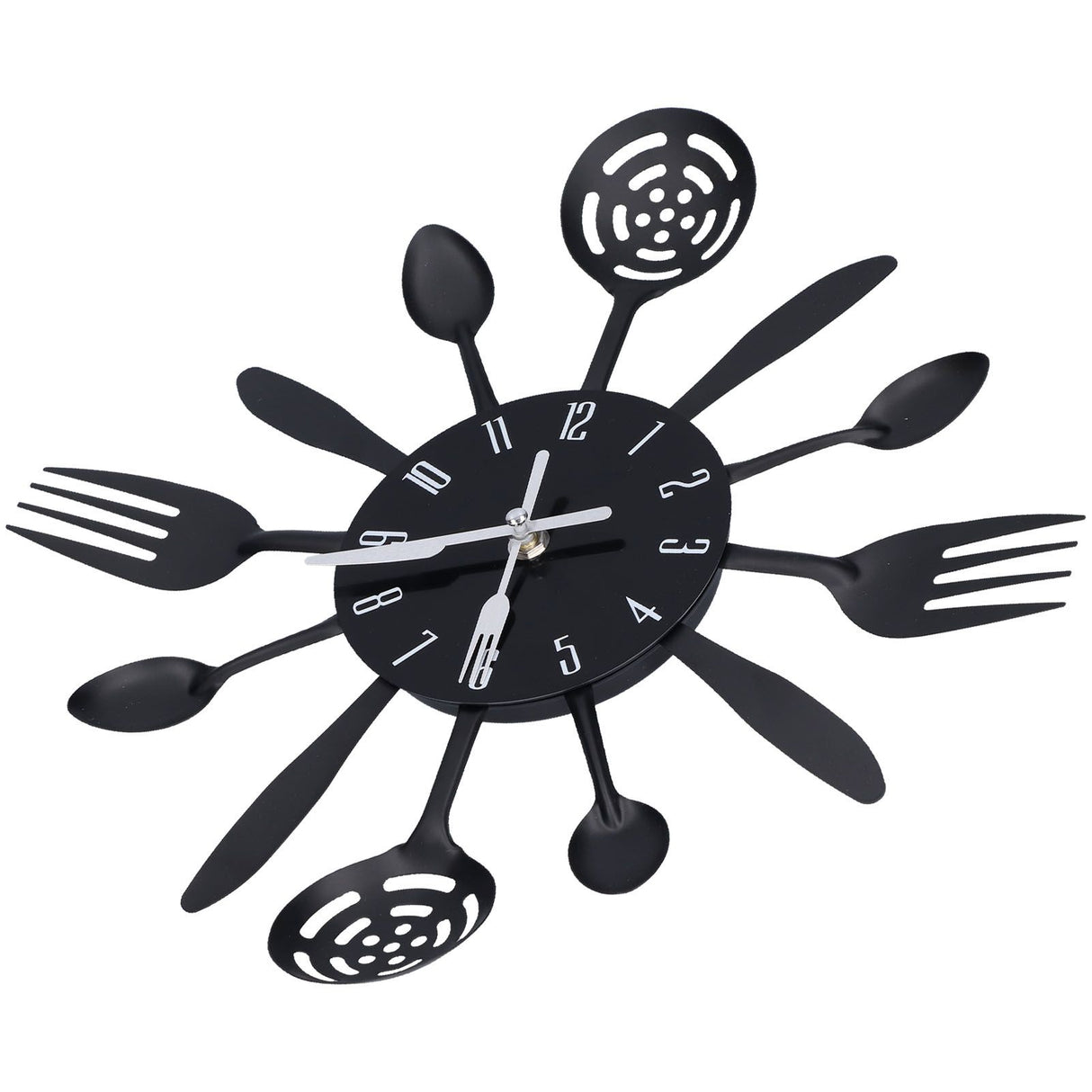Black Kitchen Wall Clock Removable Modern Cutlery Kitchen Spoon Fork Wall Clock Home Decoration